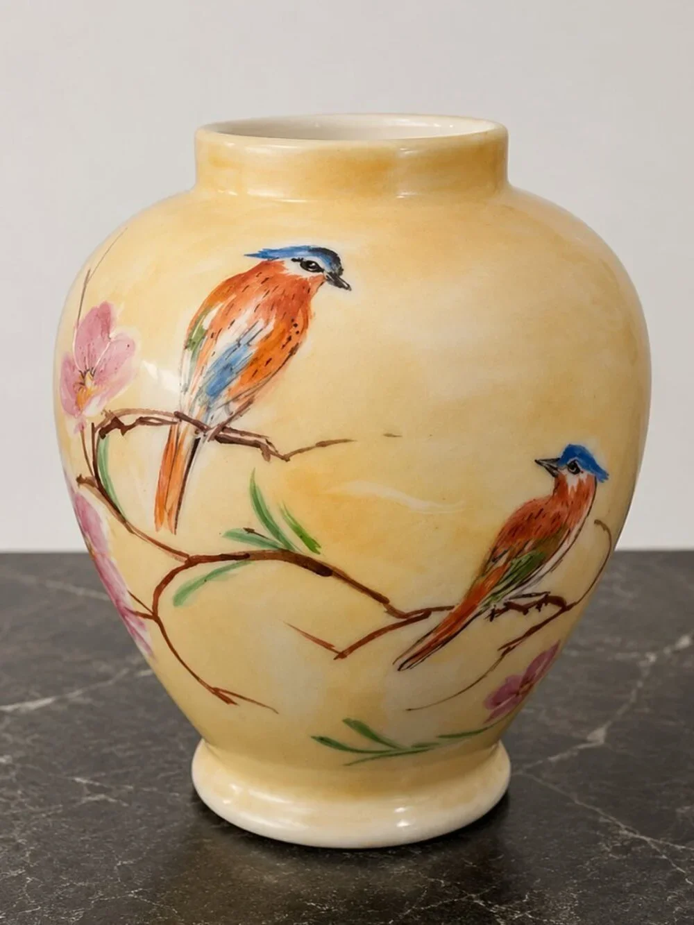Hand-Painted Heinrich Bird & Floral Porcelain Vase Signed E.C. Carpaccio 6